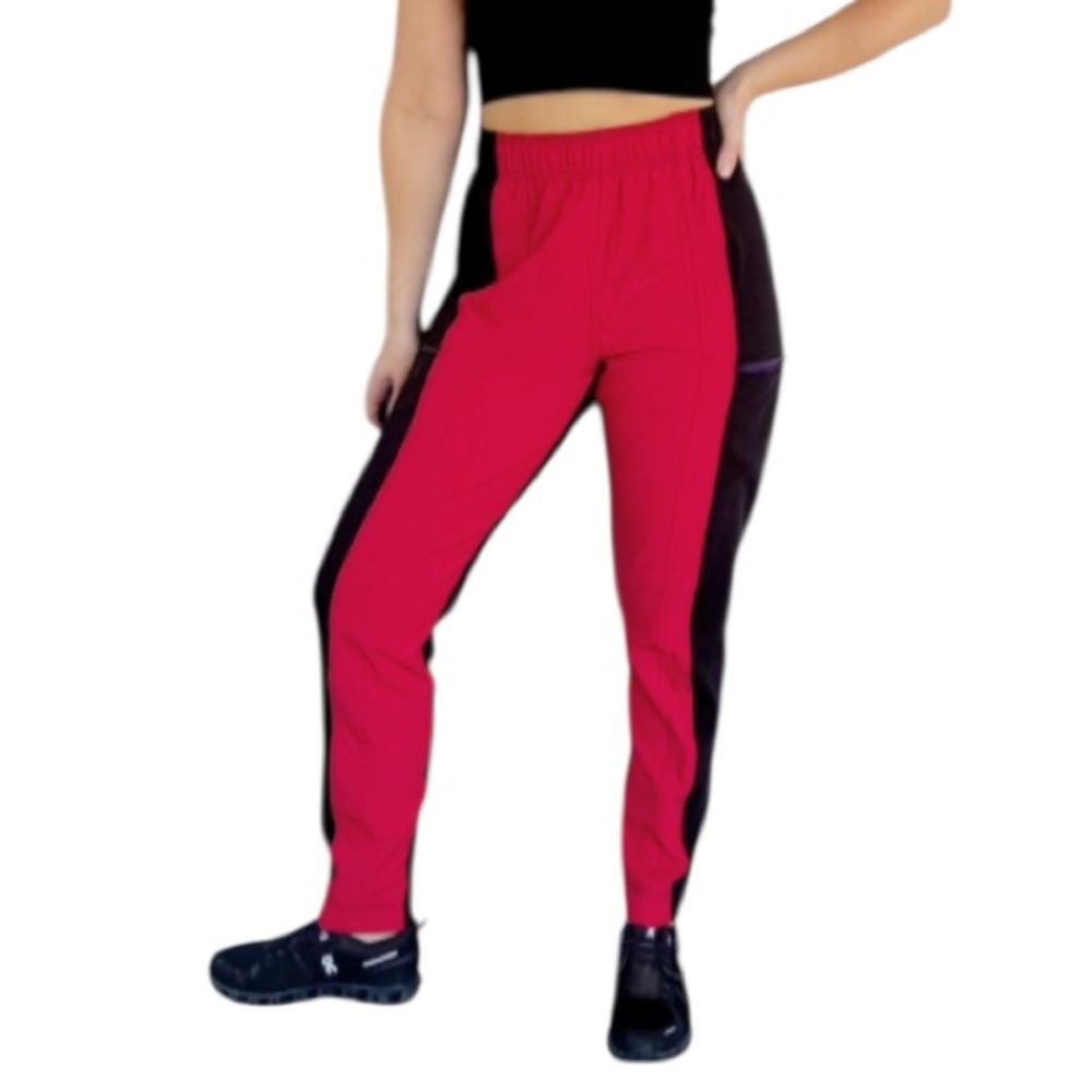 Careismatic black red high rise skinny fit medical scrub uniform pants medium